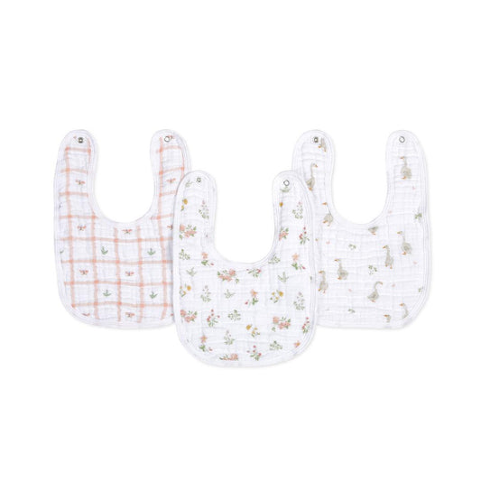 aden + anais Essentials Cotton Muslin Baby Snap Bibs - 3 Pack - Country Floral