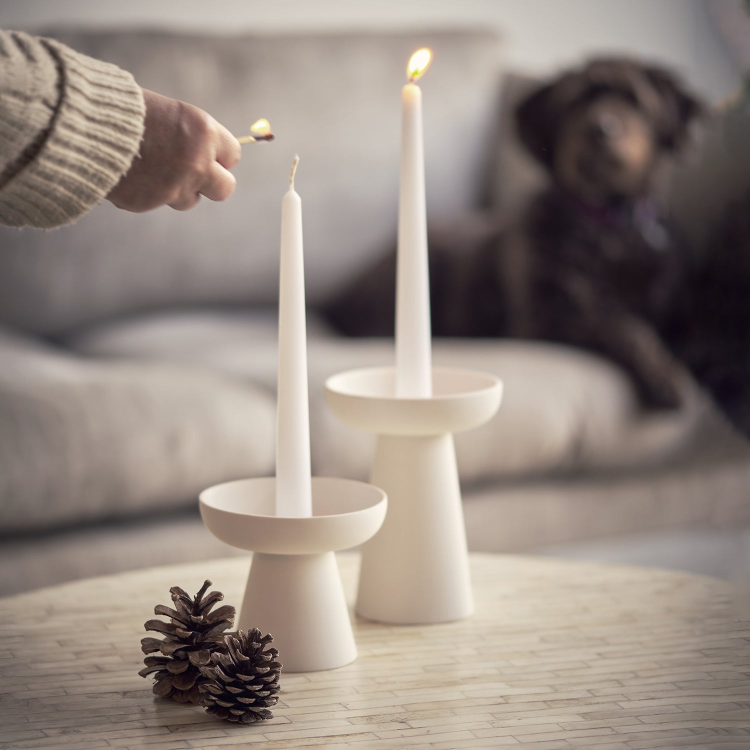 aery living | porcini candle holder large | white - LC