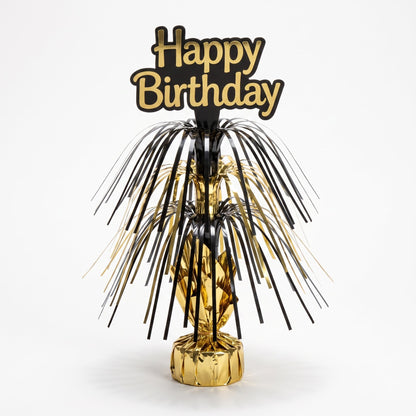 "Better with Age" Metallic Birthday Centerpiece Spray - Gold & Black, 30-Inch