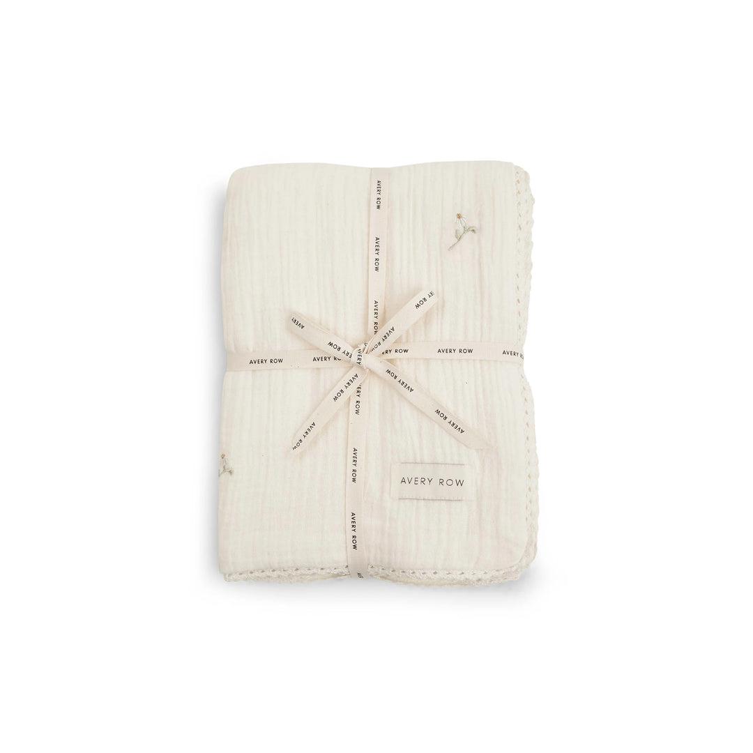 Avery Row Embroidered Muslin Blanket - Wild Chamomile