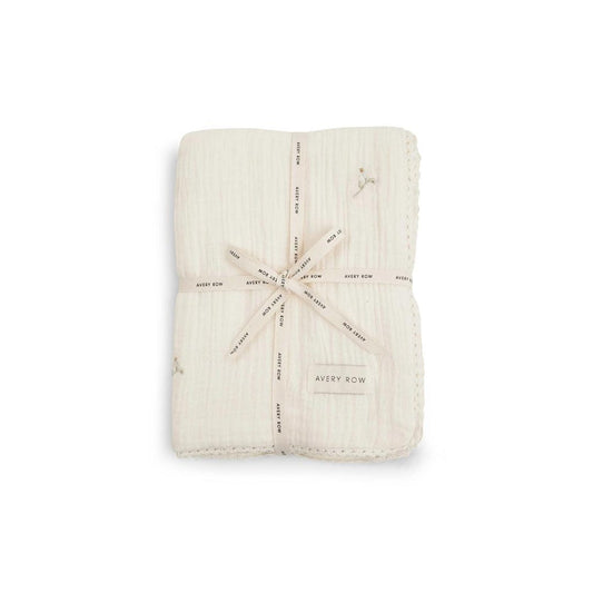 Avery Row Embroidered Muslin Blanket - Wild Chamomile
