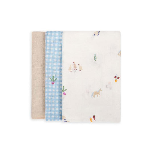 Avery Row Organic Baby Muslin Squares Set of 3 - Little Farm