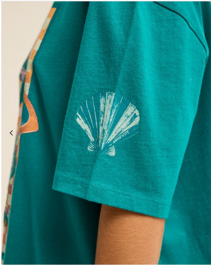 Billabong -Salty Since Women Green Oversized T-Shirt