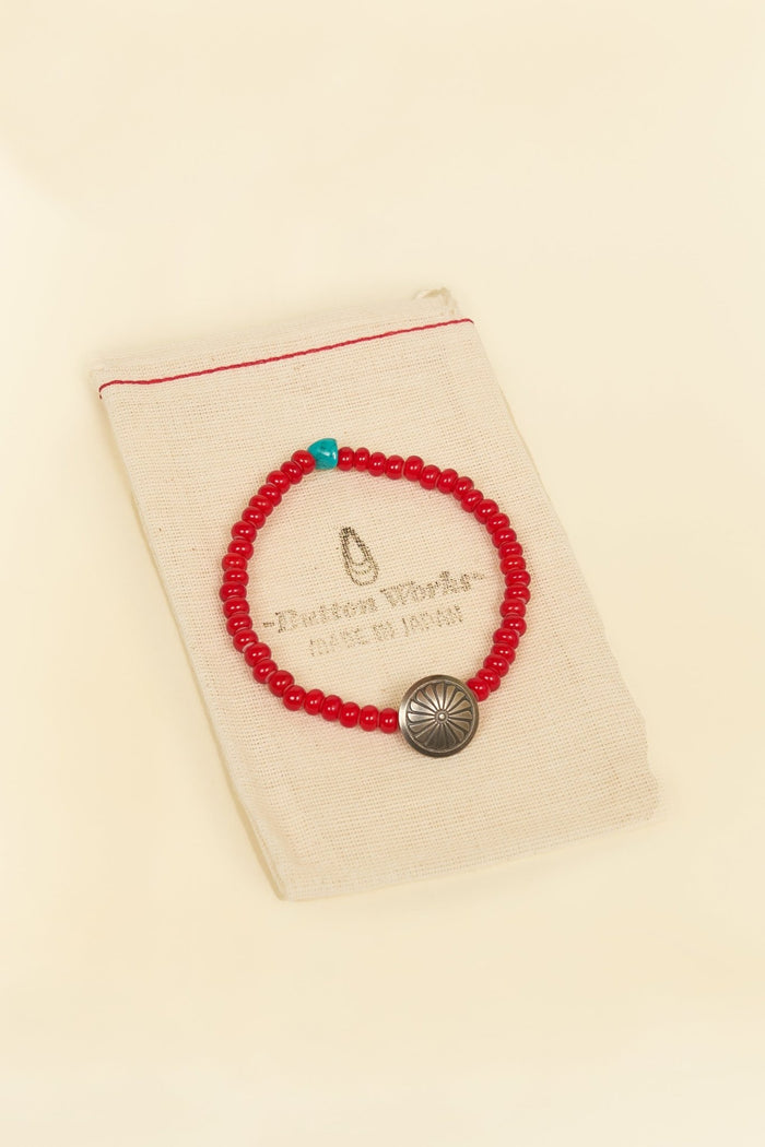 Button Works White Hearts Concho Bracelet No 4. - Red -Button Works - URAHARA