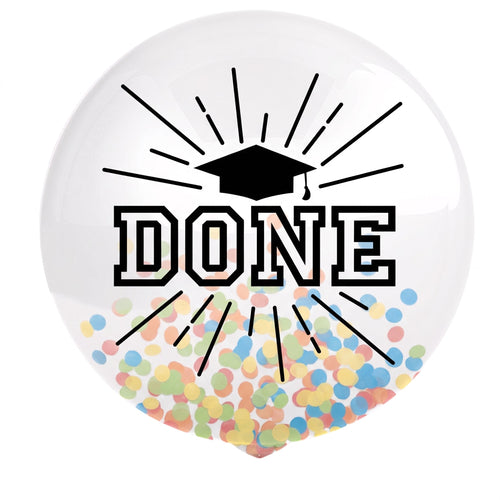 "Done" Graduation Confetti Latex Balloon - Multi-Coloured, 24-Inch