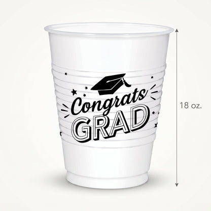 "Congrats Grad" 18oz Plastic Cups - 25ct