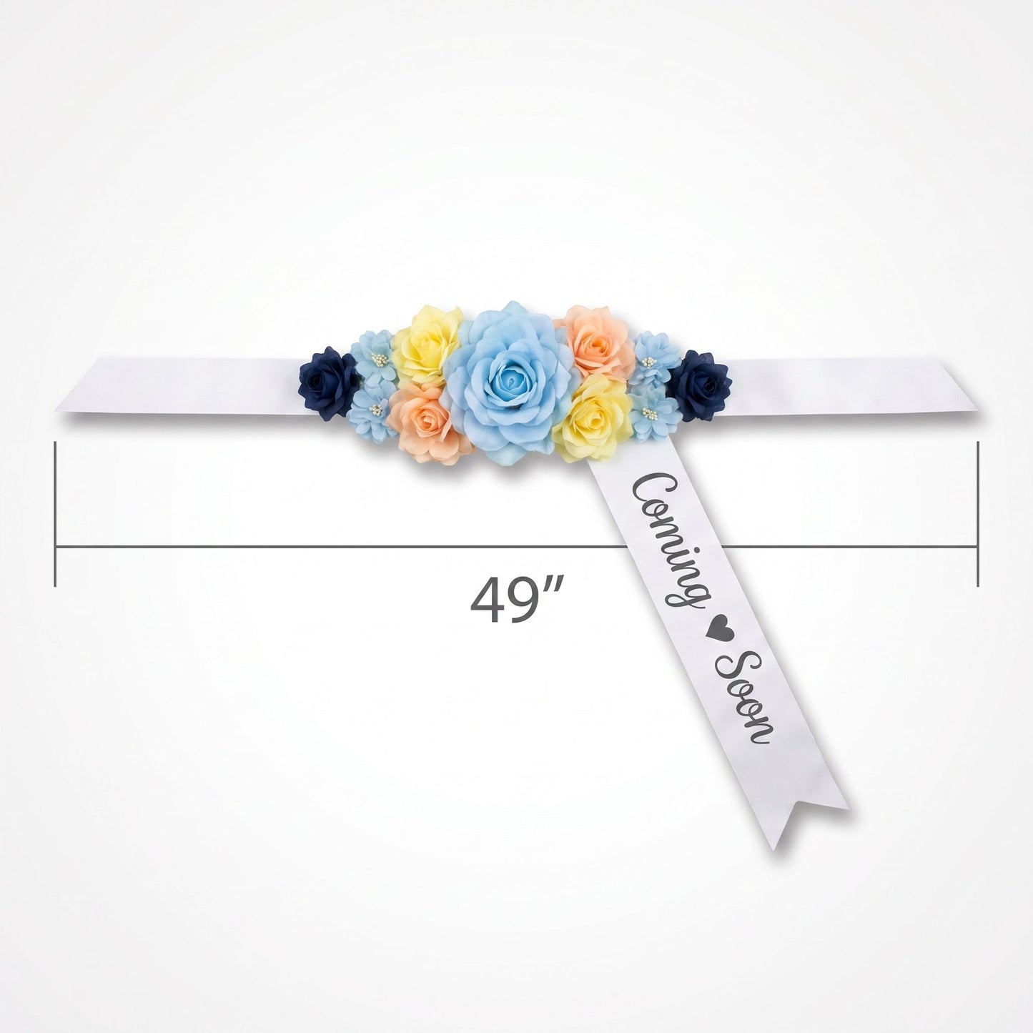 "Coming Soon" Pastel Floral Baby Shower Bump Sash