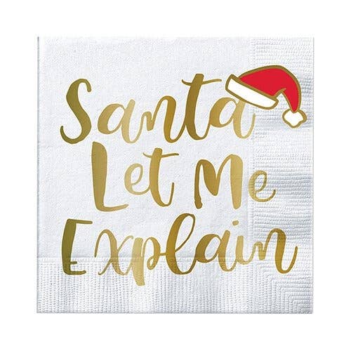 Foil Beverage Napkins - Santa Let Me Explain Foil Beverage Napkins