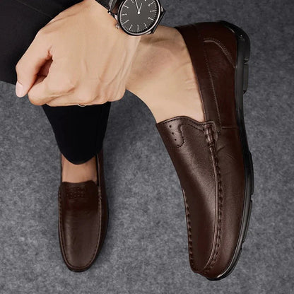 Classic Brand Men's Genuine Leather Casual Shoes Soft Sole Comfortable Flat Bottom Loafers High-quality Business Shoes for Men‘s