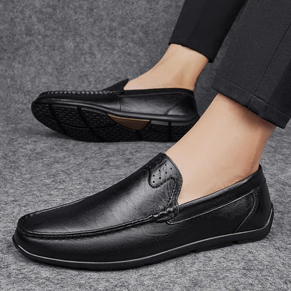 Classic Brand Men's Genuine Leather Casual Shoes Soft Sole Comfortable Flat Bottom Loafers High-quality Business Shoes for Men‘s