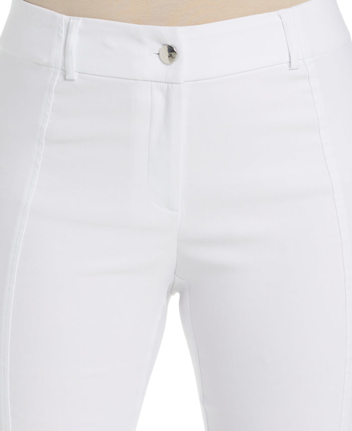 Classic Fit Seamed Straight Leg Crop Pant with Vents (White)