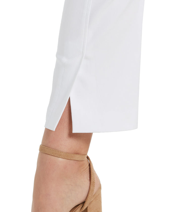 Classic Fit Seamed Straight Leg Crop Pant with Vents (White)