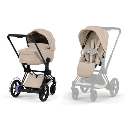 CYBEX e-PRIAM Pushchair & Fold Cot - Comfort - Cozy Beige/Black