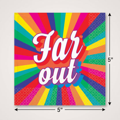 "Far Out" 70s Good Vibes Beverage Napkins, 16-Pack - 5 In. X 5 In.