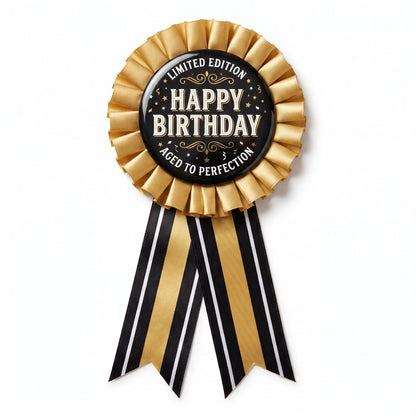 "Better with Age" Birthday Award Ribbon - Black/Gold