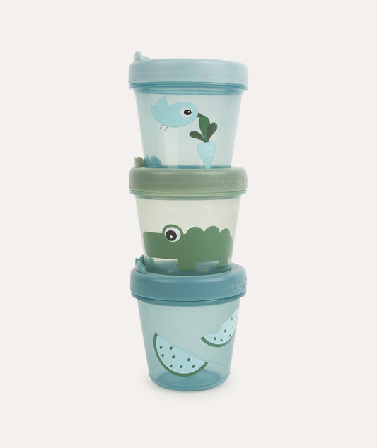 Done By Deer Baby Food Container 3pack - Croco Green