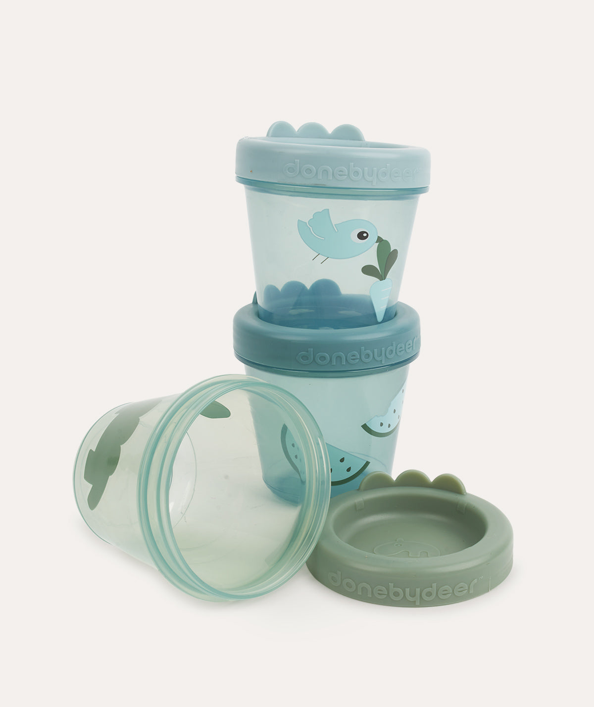 Done By Deer Baby Food Container 3pack - Croco Green