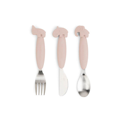 Done by Deer Easy-Grip Cutlery Set - Powder - Deer Friends