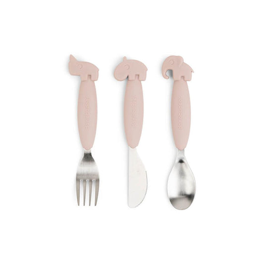 Done by Deer Easy-Grip Cutlery Set - Powder - Deer Friends