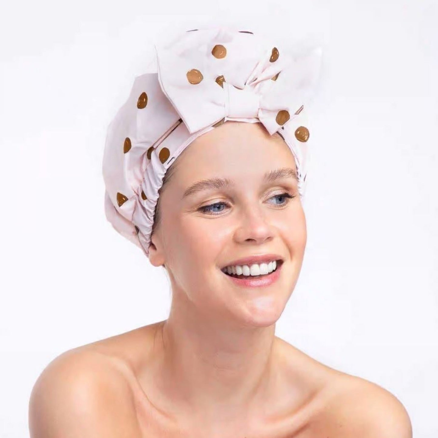 Blush Dot Luxury Shower Cap