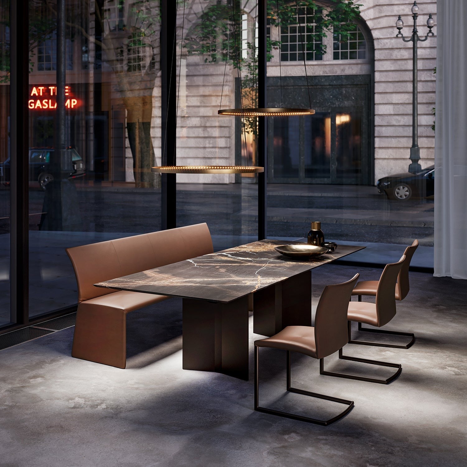 draenert | atlas table | extendable + pivotable | dreaming green stone 160/230x92cm