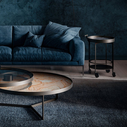 draenert | day bar trolley | belvedere polished stone + black frame