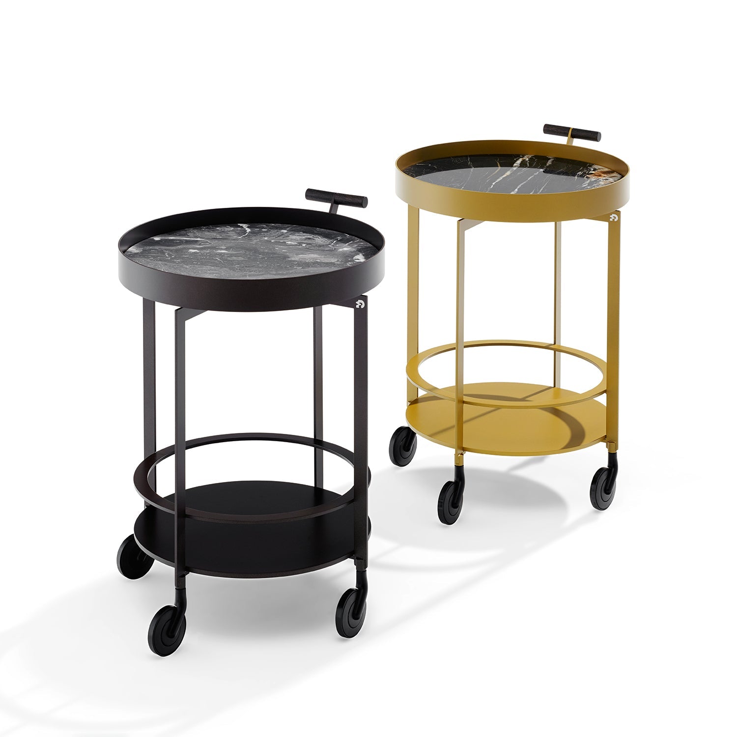 draenert | day bar trolley | belvedere polished stone + black frame