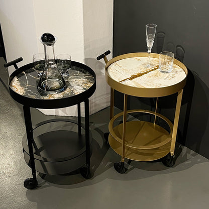 draenert | day bar trolley | belvedere polished stone + black frame