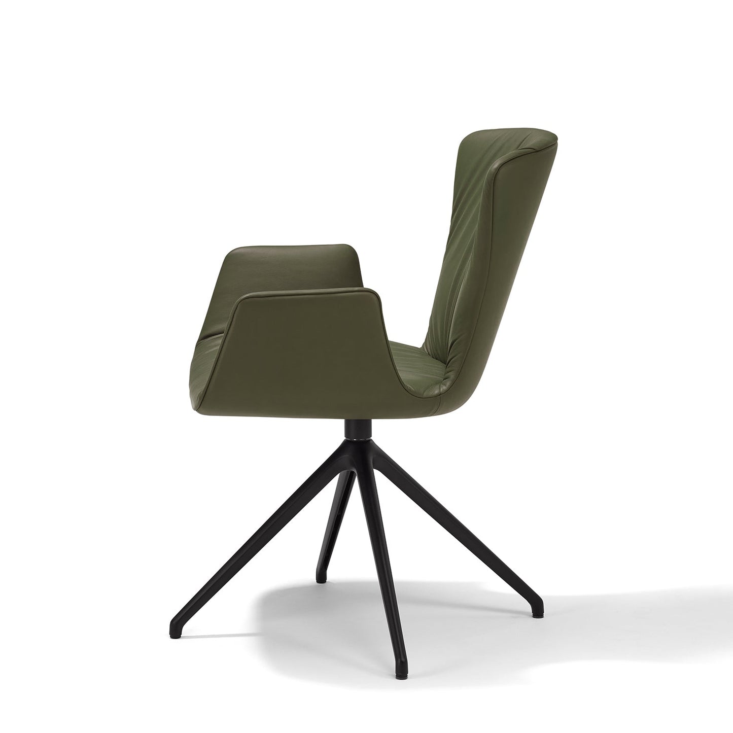 draenert | dexter armchair | swivel base | black leather + charmelle cloud 55