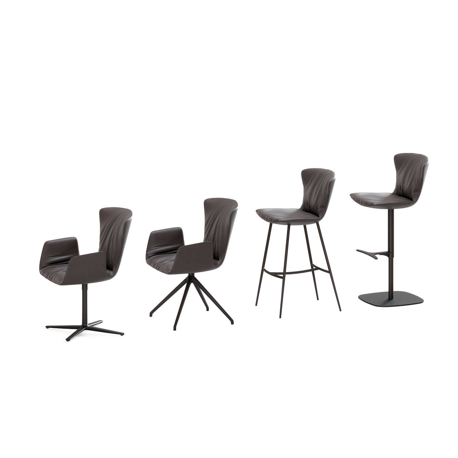 draenert | dexter armchair | swivel base | black leather + charmelle cloud 55