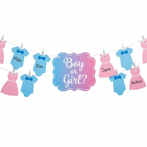"Boy or Girl?" Gender Reveal Activity Banner Kit, 15-ft for Baby Showers
