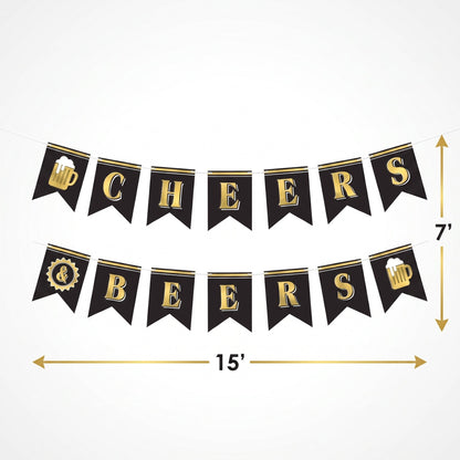 "Cheers & Beers" Birthday Pennant Banner Set