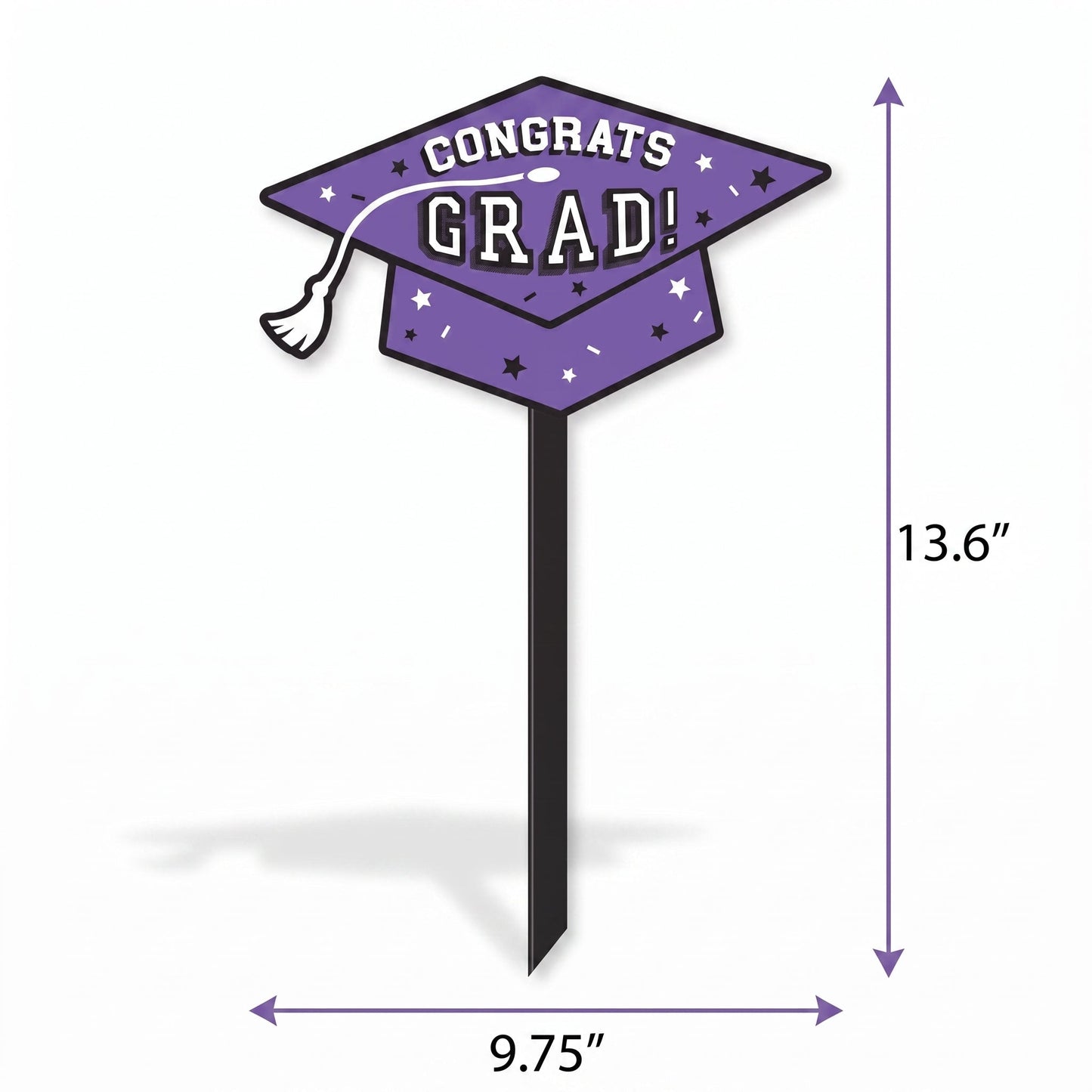 "Congrats Grad" Purple Lawn Sign for Graduation Celebrations