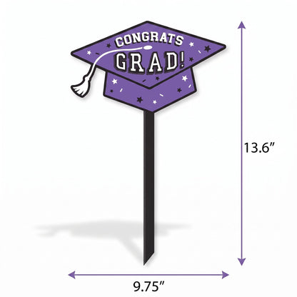 "Congrats Grad" Purple Lawn Sign for Graduation Celebrations