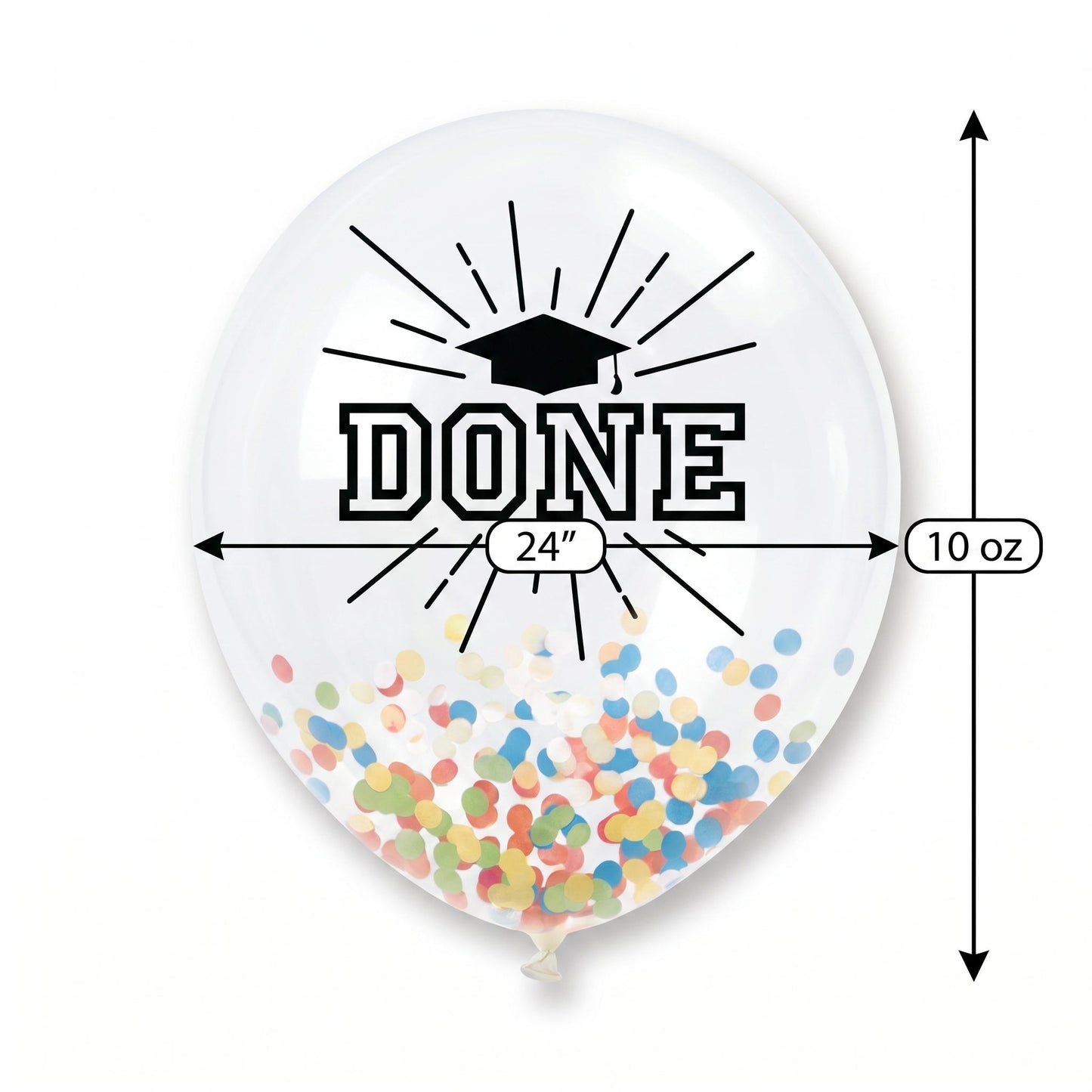 "Done" Graduation Confetti Latex Balloon - Multi-Coloured, 24-Inch