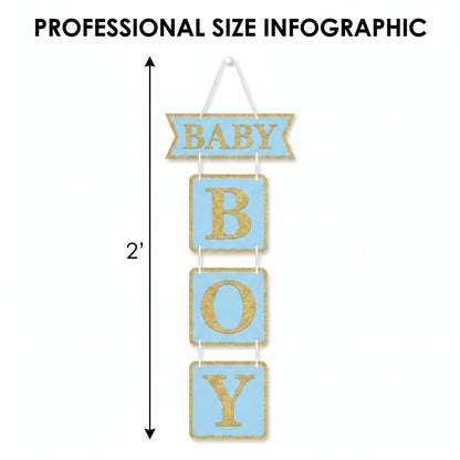"Baby Boy" Glitter Hanging Sign Decoration for Baby Showers