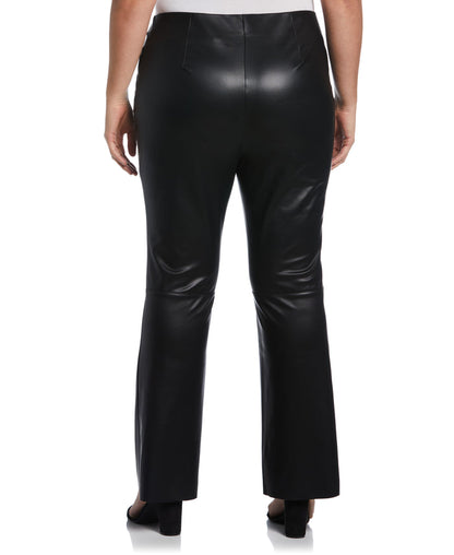 Faux Leather High Waist Boot Cut Pant (Black)
