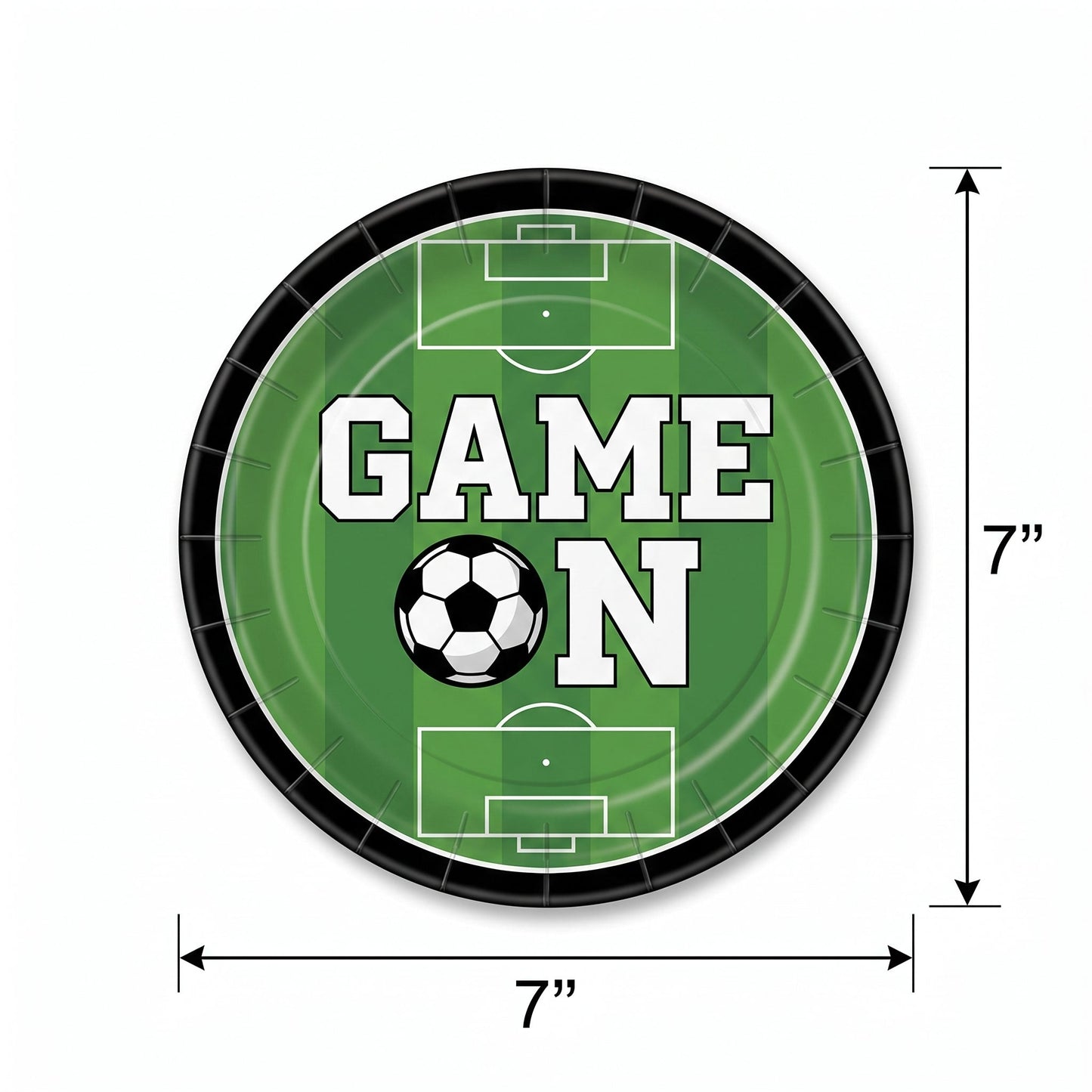 "Game On" Soccer Theme 7" Round Paper Plates - 20 Pack