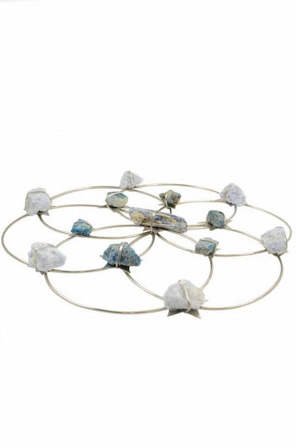 Silver Blue Ombre Flower of Life Tranquility Crystal Grid