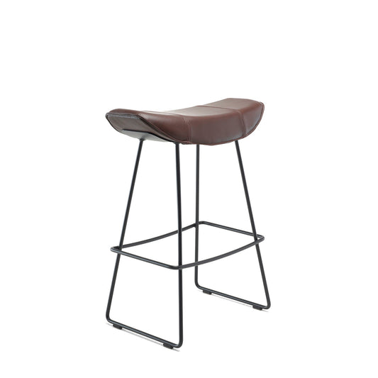 freifrau | kya kitchen stool 63cm | muscat cacao leather + steel bronze glaze wire frame - DC