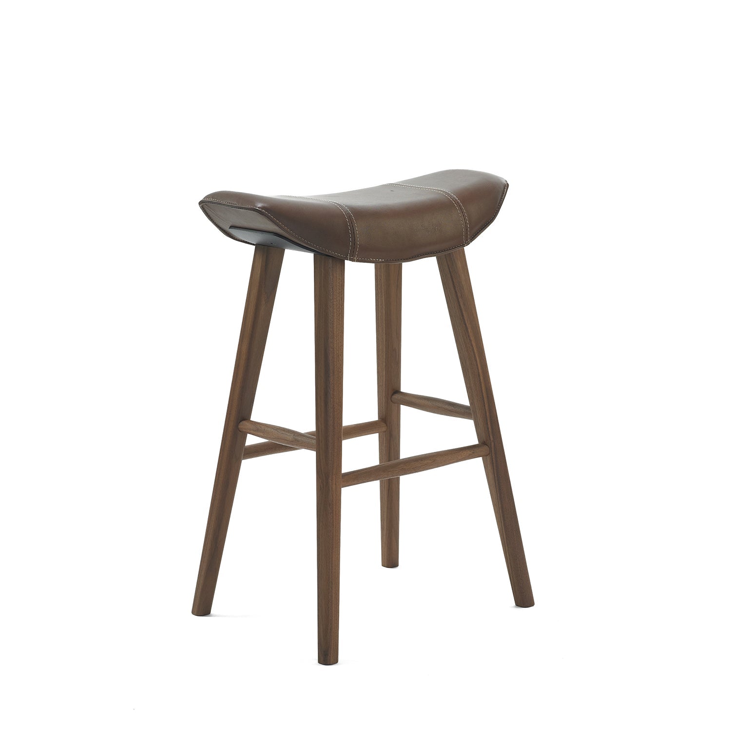 freifrau | kya kitchen stool 63cm | muscat cacao leather + steel bronze glaze wire frame - DC