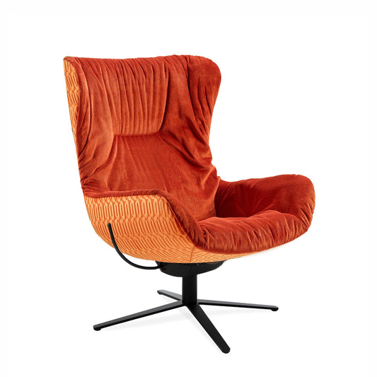 freifrau | leya wingback chair | x-base frame with tilt | en-vogue - riga chaudron + lelievre tangerine