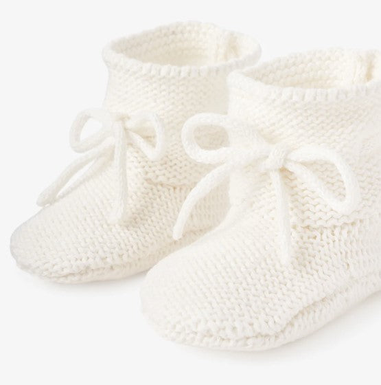 White Garter Knit Baby Booties