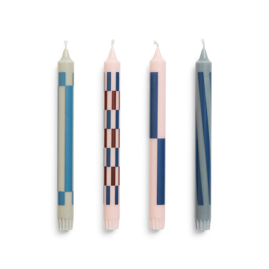 hay | pink and blue pattern candle | set of 4
