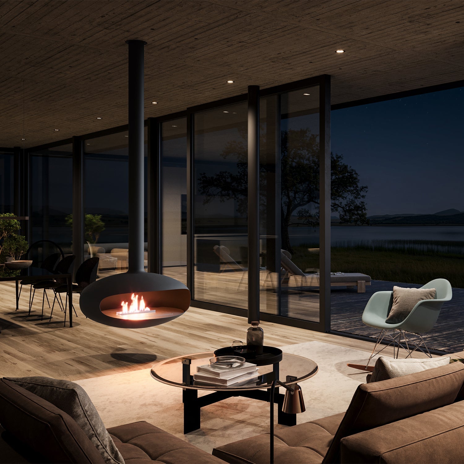 icon fires | the iconic 900 hanging fireplace | matte black