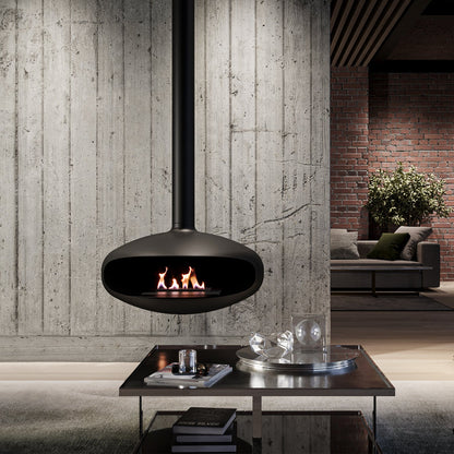 icon fires | the iconic 900 hanging fireplace | matte black