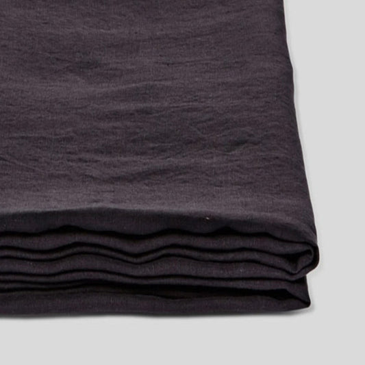 in bed | linen flat sheet | queen | kohl  - LC