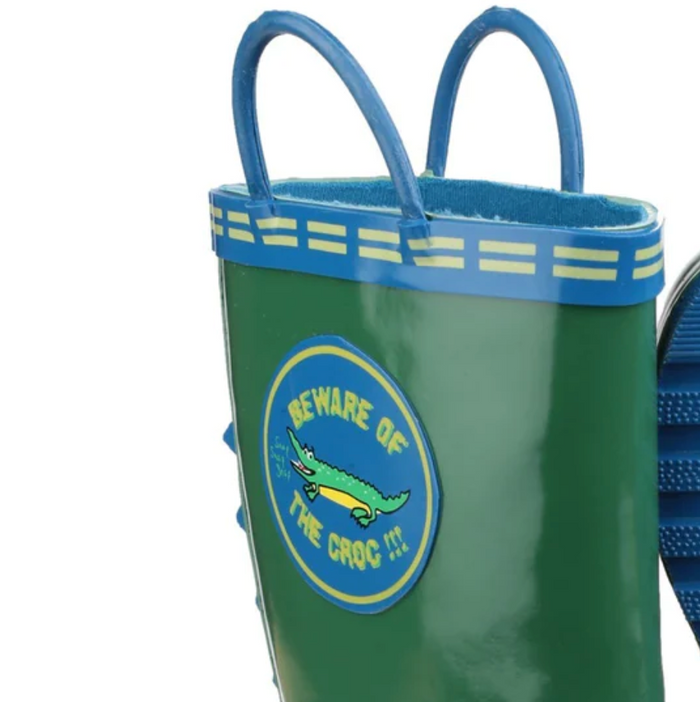 Kids Puddle Waterproof Pull On Boots Crocodile