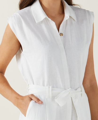 Linen Blend Jumpsuit (White)