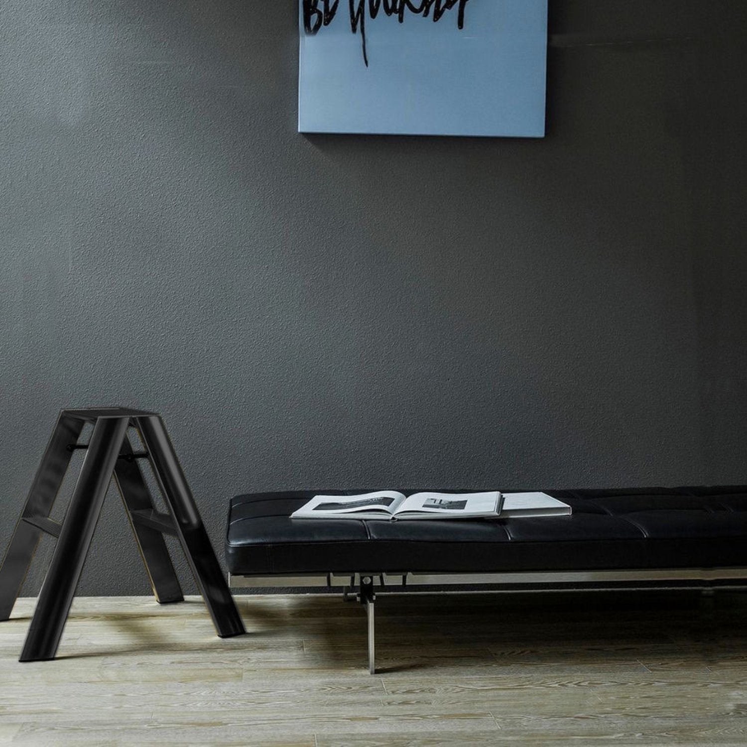 hasegawa | lucano 2 step ladder | black